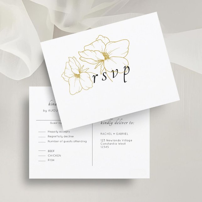Branca | Cartão postal de RSVP de Casamento Floral (Criador carregado)