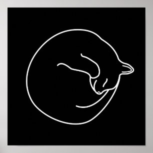 Branca de Gato Preto com Sono na Impressão Preta