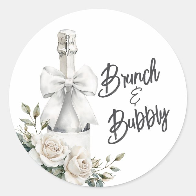 Branca Elegante Brunch Floral e Adesivos Bubble (Frente)