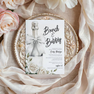 Branca Elegante Brunch Floral e Bubble
