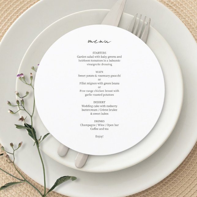 Branca | Menu Casamento Minimalista Personalizado  (Criador carregado)