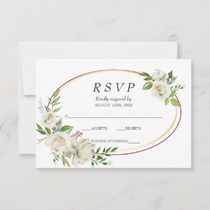Branca Rose Burgundy Casamento Dourado Floral RSVP