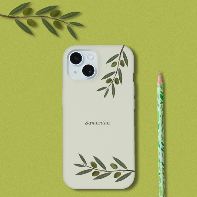 Branch de Oliveiras de Aquarela (Watercolor Olive Branch Phone Case)