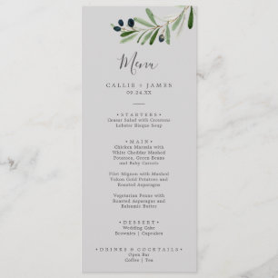 Branch de Oliveiras Moderno Menu Janto de Casame