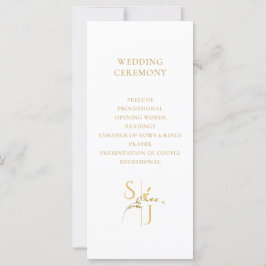 Branch Minimalist White e Dourado Wedding Program