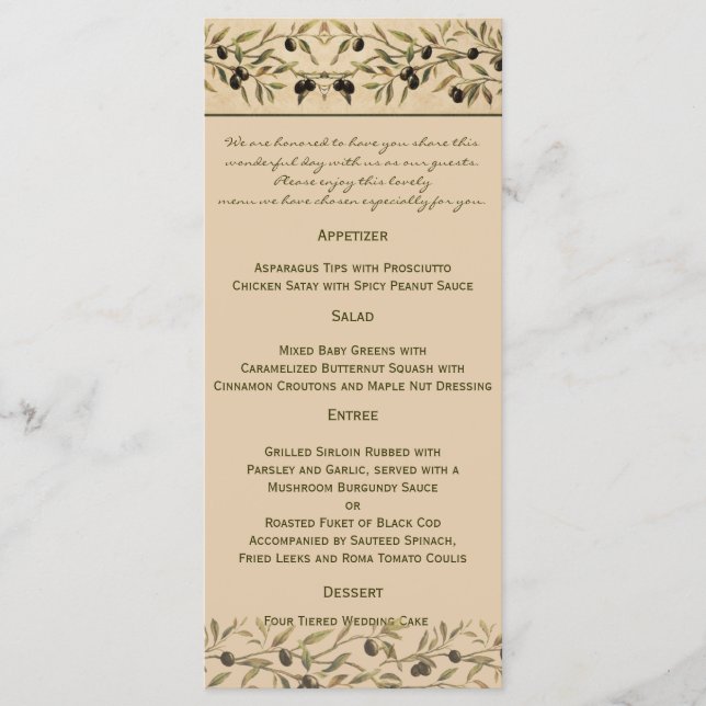 Branch Olive: Um Menu de Casamento Tuscano (Frente)