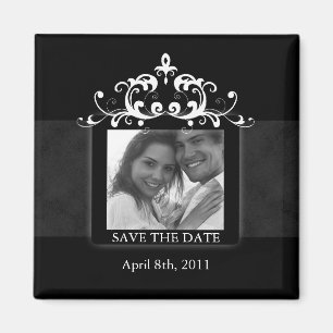 Branco 2 do preto do enfeite da imã salve a data