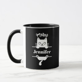 Branco-branco-preto na caneca de gato personalizad