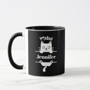Branco-branco-preto na caneca de gato personalizad