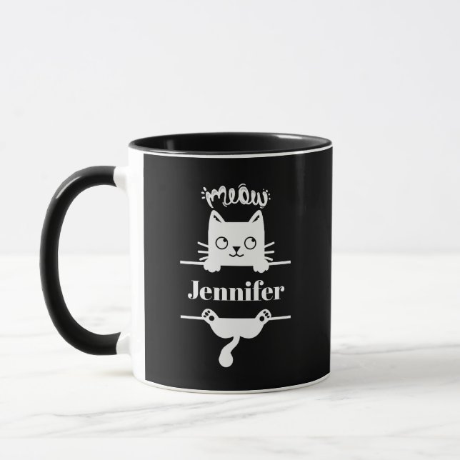 Branco-branco-preto na caneca de gato personalizad (Esquerda)