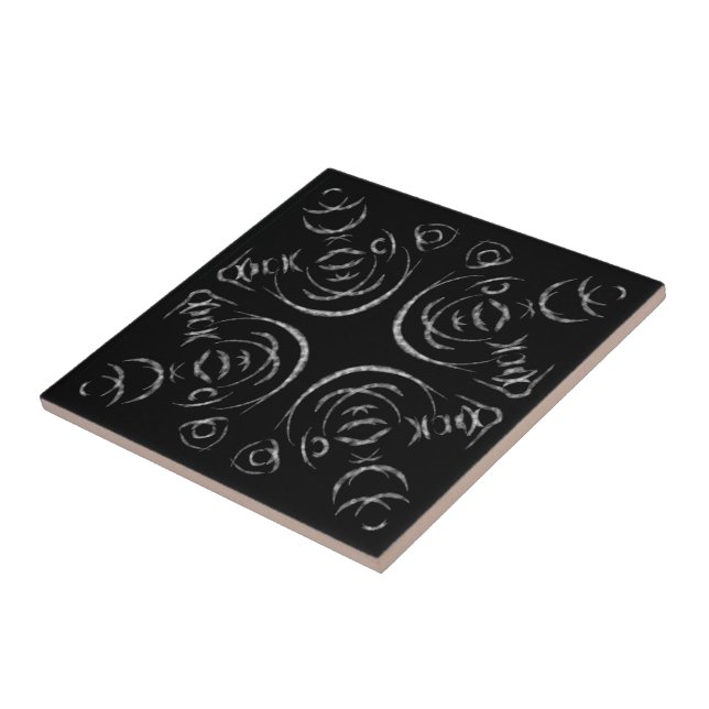 Branco Cinza Em Preto Amarrações Abstratas Padrão  (Lateral)