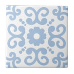 Branco claro mediterrânico português 2<br><div class="desc">Padrão na moda Azulejo mediterrânico do estilo português do Mediterrâneo,  azulejo de cerâmica azul-claro sobre fundo branco. Perfeito para um novo litoral sinta design interior ou backsplash. Padrão versão 2.</div>