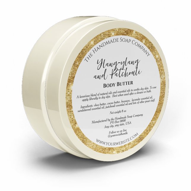 Branco com borda brilhante Dourada Etiqueta de sal (Criador carregado)