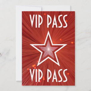 Branco de convite 'VIP PASS' da Estrela Vermelha
