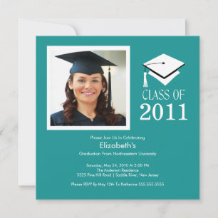 Branco de Turquoise de Convite para Graduação de