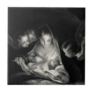 Branco do preto dos anjos da Virgem Maria de Jesus