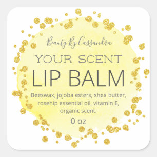 Branco E Amarelo Etiquetas Douradas De Lip Balm