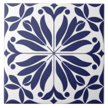 Branco e azul Floral geométrico abstrato