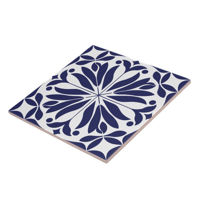 Branco e azul Floral geométrico abstrato (Lateral)