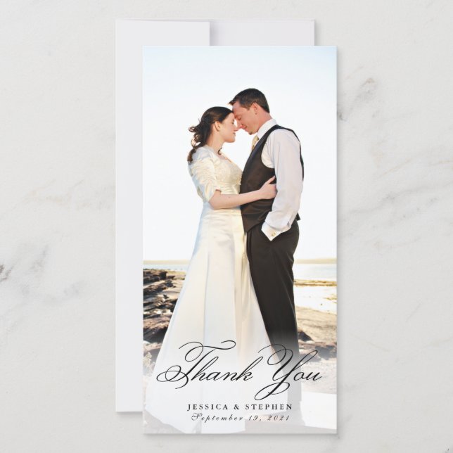 Branco elegante, obrigado Cartão com fotos 8x4 (Frente)
