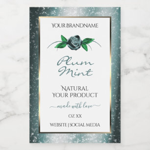 Branco Floral com Rótulos de Produto da Glitter Te