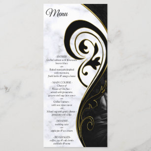 Branco Moderno - Menu Abstrato Preto Marble