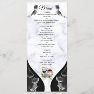 Branco Moderno - Menu Abstrato Preto Marble