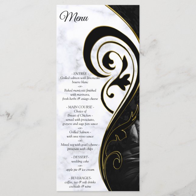 Branco Moderno - Menu Abstrato Preto Marble (Frente)