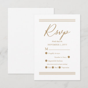 Branco moderno minimalista   RSVP Dourado antigo
