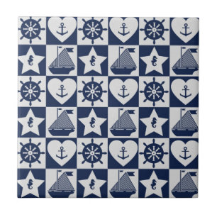 Branco náutico dos azuis marinhos checkered
