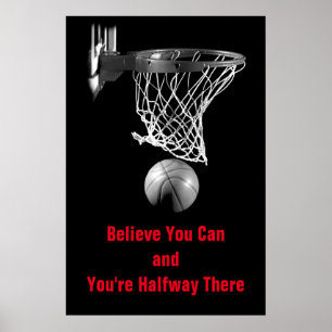 Branco Negro Você Pode Citar Poster de Basquete