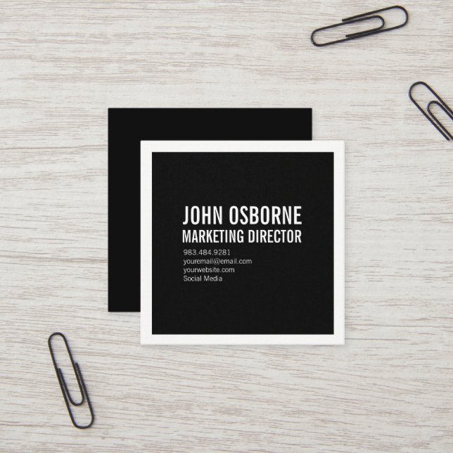 Branco no cartão de visita do quadrado preto (Frente/Verso In Situ)