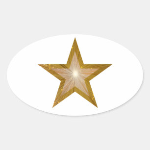 Branco oval da etiqueta da estrela Dourado