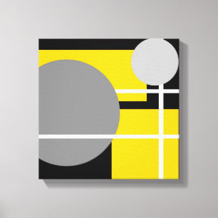Branco preto cinzento amarelo moderno - canvas