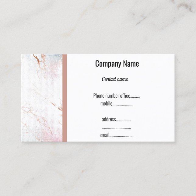 BRANCO ROSE DOURADA MARBLE CARTÃO DE VISITA (Frente)