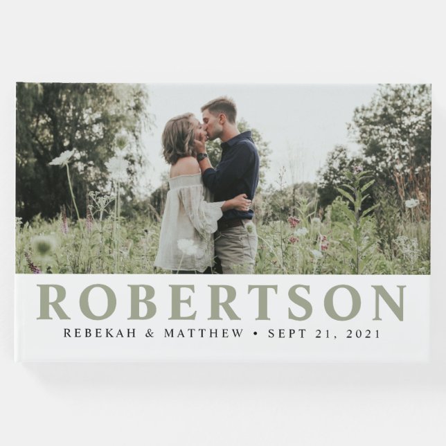 Branco simples e elegante | Livro de Convidados de (Frente)