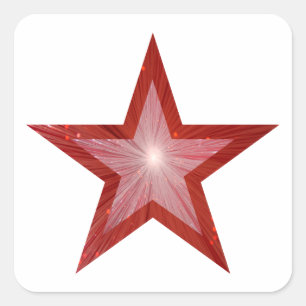 Branco vermelho da etiqueta do quadrado da estrela