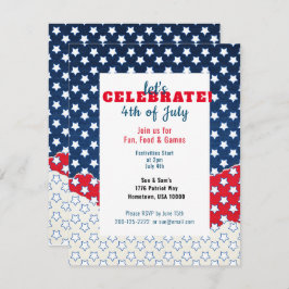 Branco vermelho e azul com estrelas 4 de julho