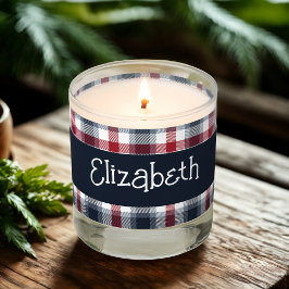 Branco vermelho e azul Tartan Nome perfumado vela