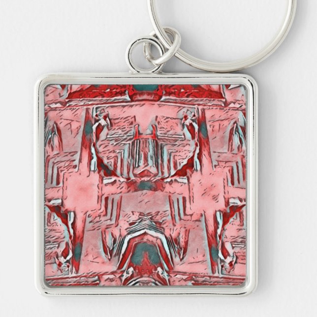 ~ Branco vermelho e Cinza ~ Chaveiro (Frente)