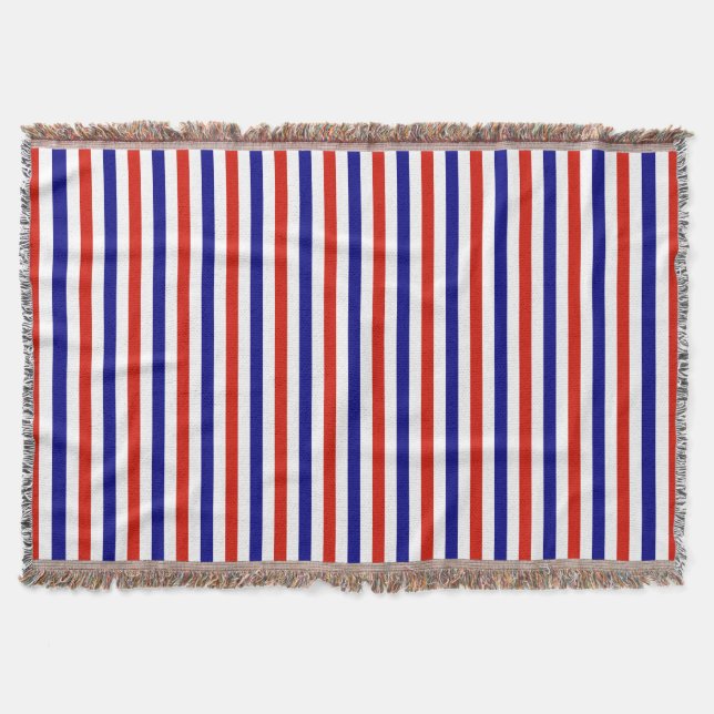 Branco vermelho e cobertor azul de linha fina (Frente)