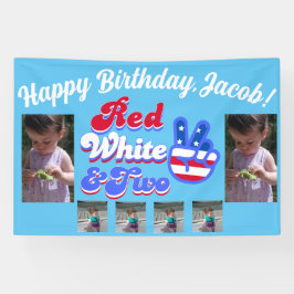 Branco vermelho e faixa de Festa de aniversário de