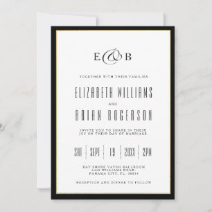 Branco White Modern Convite De Casamento
