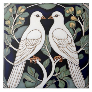 Brancos Aves Art Nouveau Dove Bird Art Deco