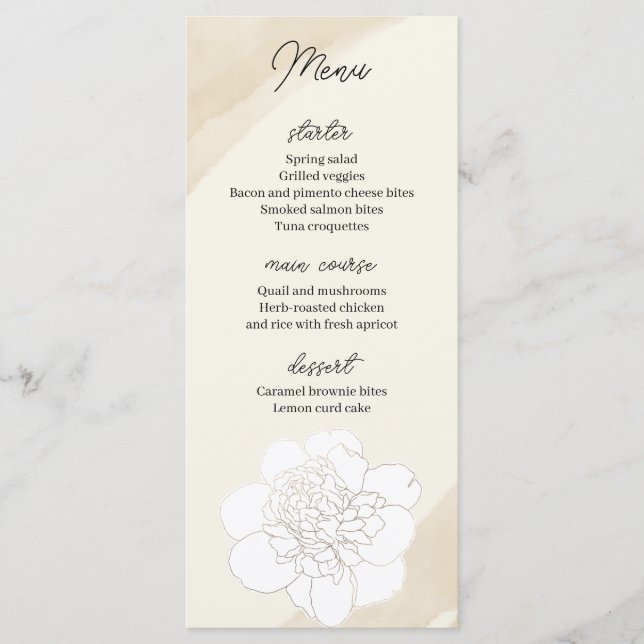Brancos Blossoms Menu Casamento (Frente)