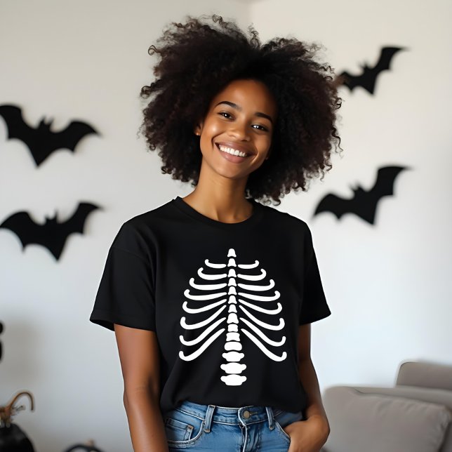 Brancos Diversos Ossos das Costelas e Halloween do (Fun White Skeleton Rib Bones & Skull Halloween Tri-Blend Shirt)