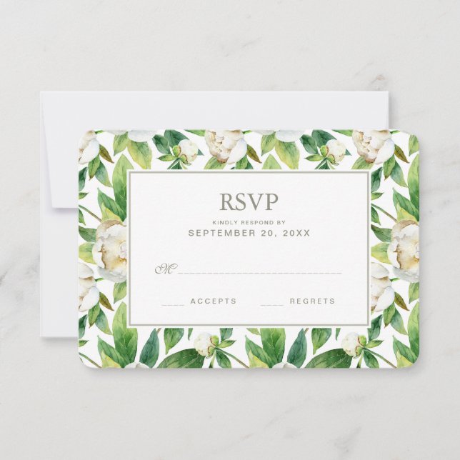 Brancos e Leaf Watercolor - RSVP (Frente)