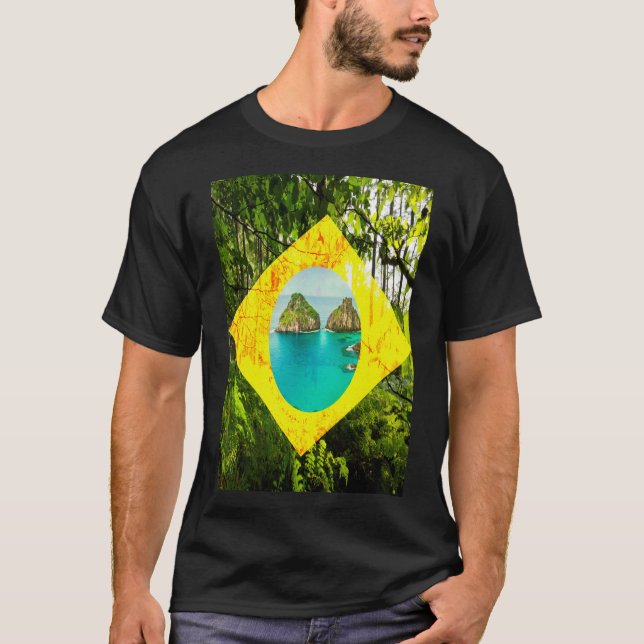 BRASIL de Camiseta Básica Escura Masculina (Frente)