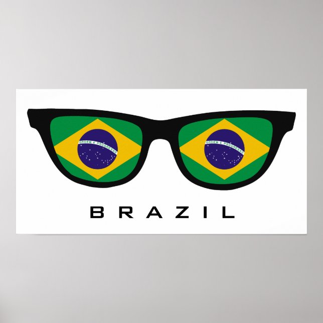 Brasil Shades de texto personalizado e poster de c (Frente)
