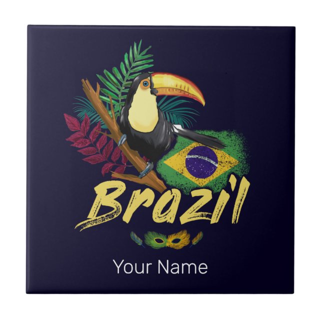 Brasil Vintage Toucan Bandeira Samba Souvenir (Frente)